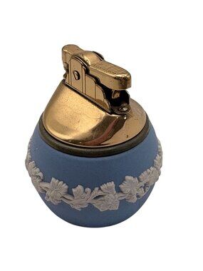 Wedgwood Blue Jasperware Tabletop Lighter Made In England Vintage Collectible